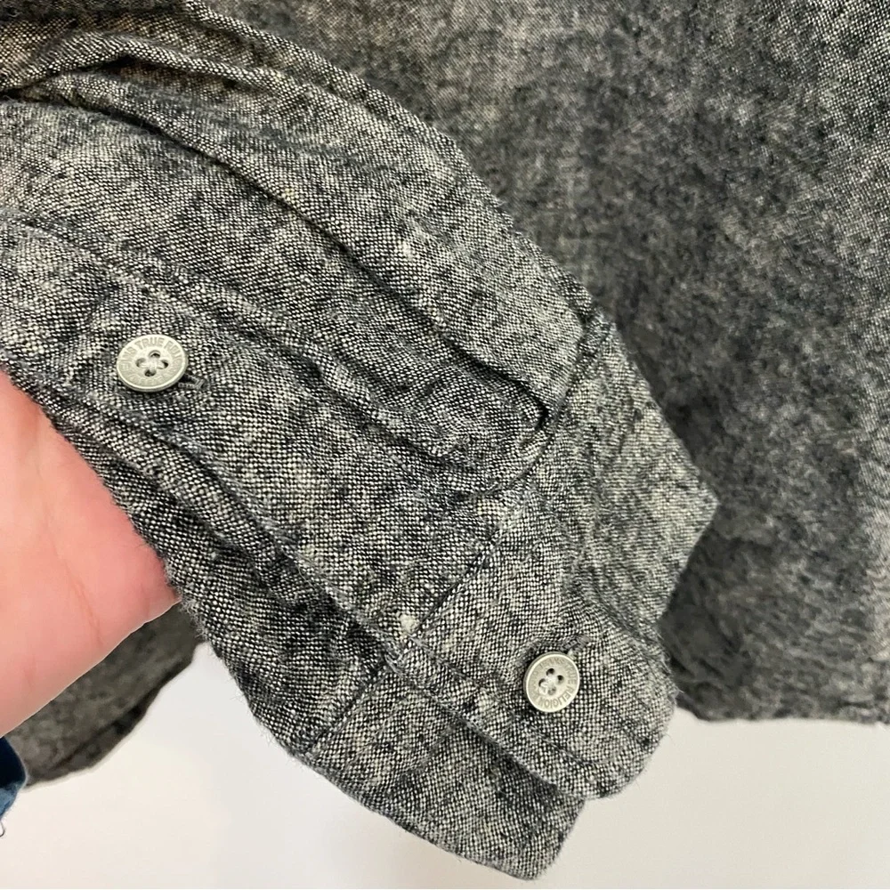 True Religion Mens‎ 3XL Gray 100% Linen Button Down Shirt Top